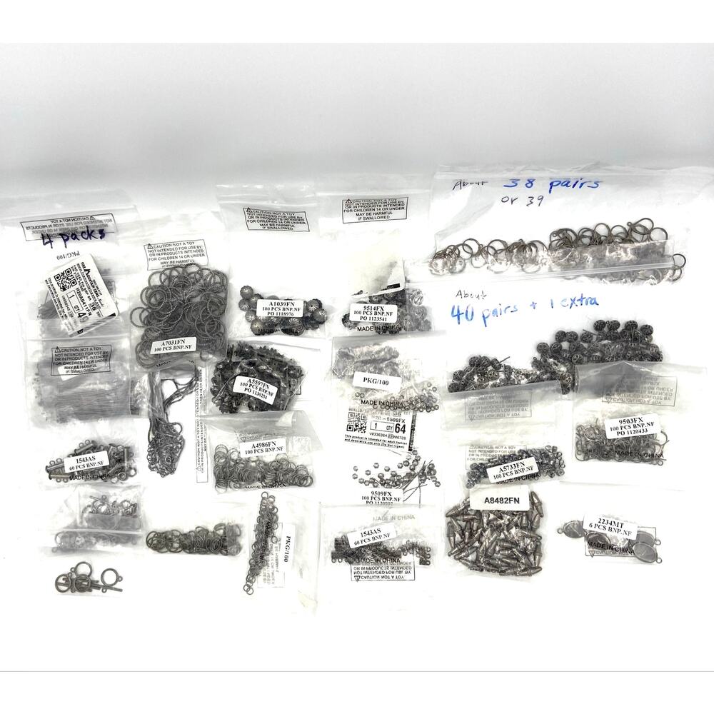 Gunmetal Jewelry Making Findings Lot Earrings Clasps Jump Rings Bead Caps READ